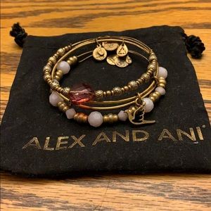 Gold Alex and Ani set of 3 - Pink Swarovski piece
